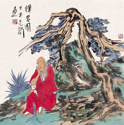 范扬 甲申(2004年)作 禅思图 镜心 67×67cm